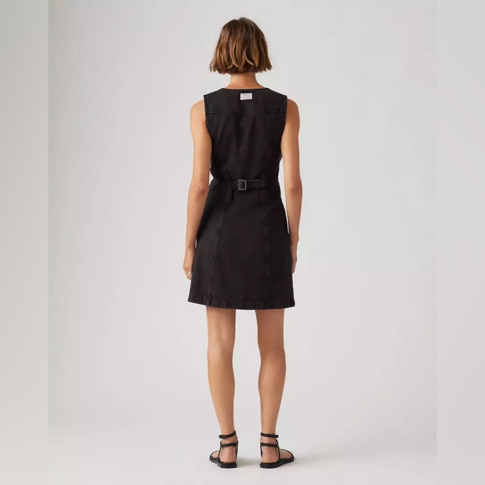 Levi’s Vianna Vest Black Grey Denim Sleeveless Button-Down Dress size XS - Picture 4 of 15